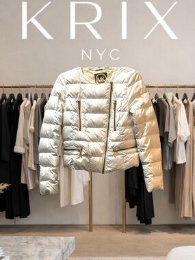 Michael Kors Cloud White Quilted Puffer Jacket